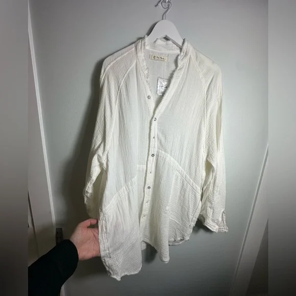 We The Free Womens Daydream White Cotton Tunic Button-Down Top Shirt NWT Small - Picture 13 of 17
